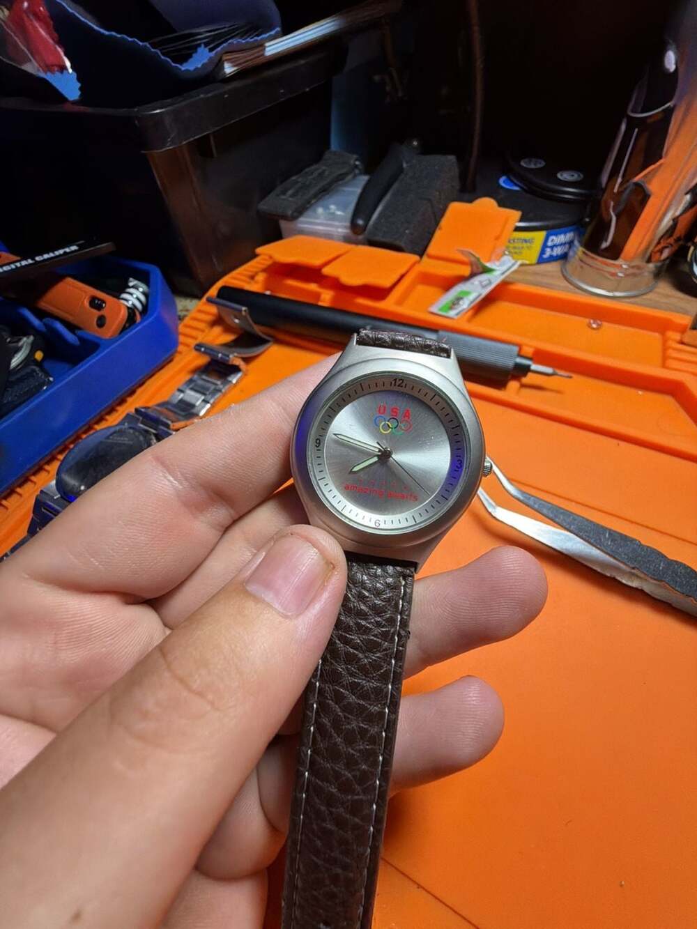 YD-SW Watch Co. USA Olympics Amazing Awaits Watch Brown new battery